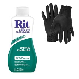 Dye – Rit Liquid Fabric Dye for Crafting, Clothing, and Décor – 8 oz. Bottle – with Artisx Nitrile Gloves Included (Emerald)