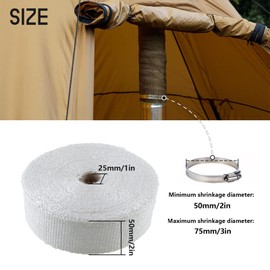 Eagles Fireproof Pipe Wrap, (2inch x 16Ft, with 2 Clamps) Tent Stove Pipe Wrap Anti Scalding Chimney Ribbon Stove Pipe Insulation Tent Protector Flue Protector Stovepipe Ribbon (White)