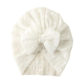 EIHI Summer Hat Baby Girl UV Protection Sun Hat Baby Summer Hats Lace Textiles with Bow and Ties for Babies 0-3 White