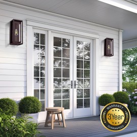 Slypadan 15" Large Oil Rubbed Bronze Outdoor Light Fixture, 2 Pack ORB Outdoor Sconces, Modern Waterproof Outdoor Wall Lights with Clear Glass Shade for Front Door, Porch, Garage