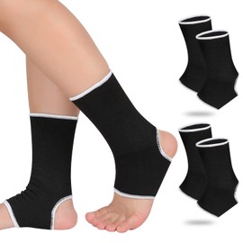 Haysandy 4 Pieces/ 2 Pair Kids Ankle Support Brace Elastic Kids Compression Socks Knitted Ankle Sleeve for Jogging Running Fitness(Black,10-15 Years)