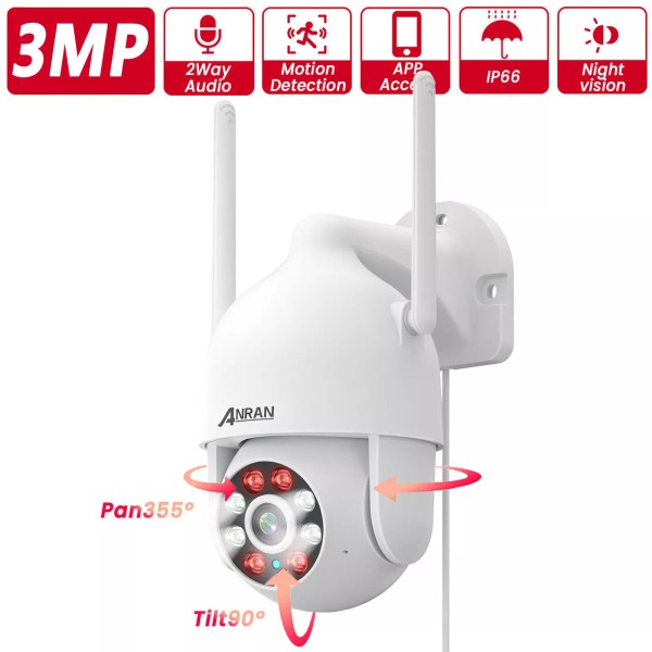 ANRAN Wireless 3MP HD WiFi Security Camera PTZ Dome Cam