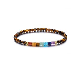 CrystalTears 7 Chakra Bracelet Women's Elastic Healing Crystals Bead Bracelet Reiki Talisman Spiritual Gifts, Stone, alloy, elastic fabric