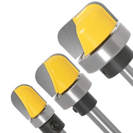 CENPEK 3 Pieces 1/4 Inch Shank Round Head Mill Set Bowl and Tray Stencil Floor Woodworking Tool 3/4 Inch 5/16 Inch 1-1/8 Inch