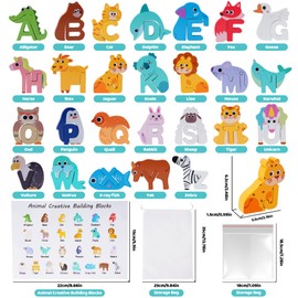 Wooden Toddler Puzzles, Montessori Toys ABC Alphabet Puzzle for Kids Ages 3-5, Cute Animal Shape Letters Matching Game, Preschool Learning Educational Toys Gift for Girls Boys 3 4 5 Years Old