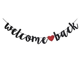 Welcome Back Black Vintage Banner for First Day of School Teacher, Back to School Decor, Home/Classroom/Moving Away Party Sign Supplies