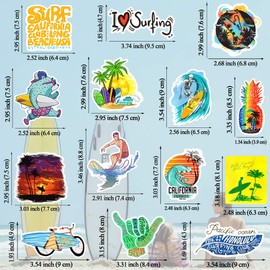 Surf Stickers for Teens Girls Boys Surfing Laptop Stickers for Water Bottles Surfboard Waterproof Vinyl Stickers Surfer Stickers Pack 50Pcs''