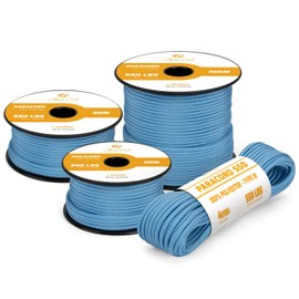 Abma Cord Paracord 4 mm 30 m Cord Type III Paracord 550 Rope 7 Core for Outdoor, Camping, Survival, Crafts, Bracelet - Max. 250 kg - Sky Blue
