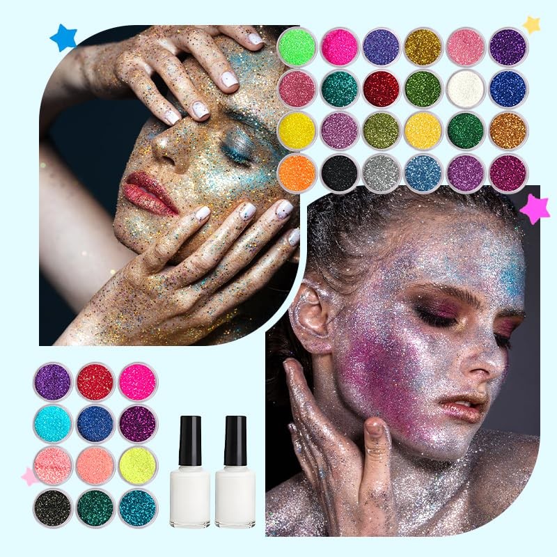 DIY Glitter Makeup Set with Stencil Designs - Applicable for