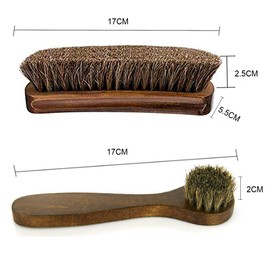 Shoe Brush, 2 Wooden Shoe Brushes Set Horse Hair Brush Shoe Shine Brush for Shoe Cleaning Buffing Polishing Sofas Bags Furniture