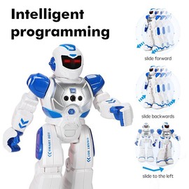Mechanical War Police Smart Early Education Robot Exclusive for Cross-Border Electric Singing Infrared Induction Children's Remote Control Toys paige bueckers poster - Color: Red