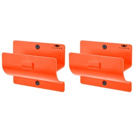 ALWORG Ladder Hangers for Garage Wall Set of 2 Hooks- Orange Step Stool Hanger Wall Mount. Tool Holder for Shed, Workshop, Garden - Hang Wheelbarrow, Folding Chair