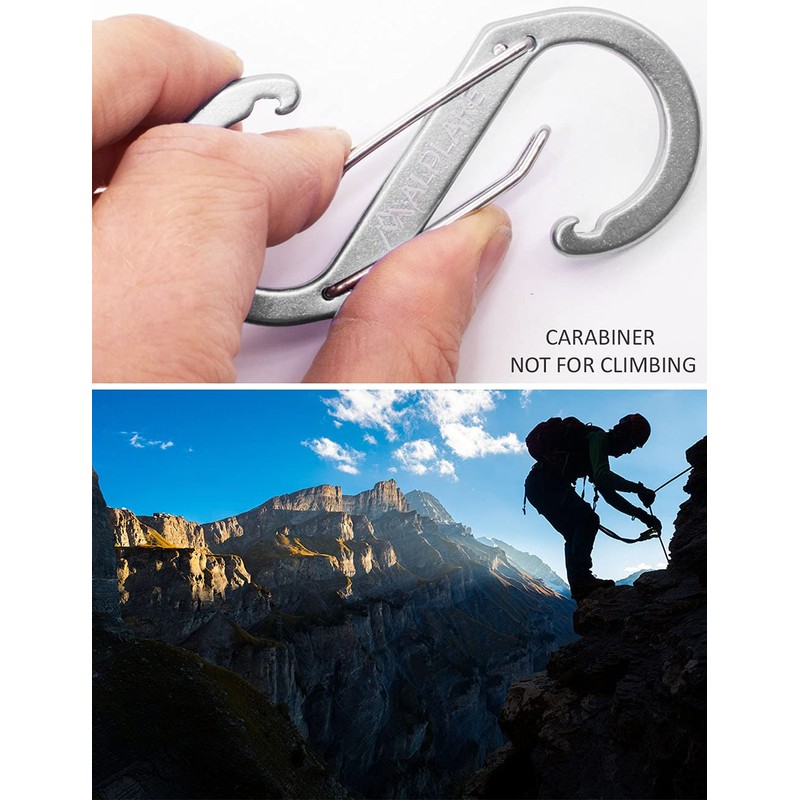 ALPLAKE ® - Pack of 4 Material Carabiners, Double Carabiner,