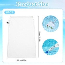 QfwdfcTrenz 6 Pcs Pool Vacuum Net Bag Replacement, 9 X 12.2 Inch Pool Cleaner Fine Mesh Bag Pools Leaf Vacuum Filter Net with Pull Lock and Cord for Swimming Pools Aquariums Ponds