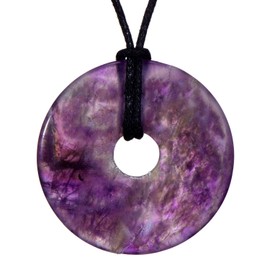 Morella Ladies' Necklace 80 cm with Doughnut Gemstone Pendant in Velvet Bag