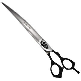 Fenice Peak 7.5'' Professional Curved Dog Grooming Scissors Heavy and Anti-Slip Black Handler 440C Stainless Steel Pet Cutting Shears Safety Trimming Shearing for Dogs Cats