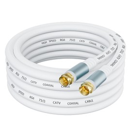 GOSYSONG 20FT RG6 Coaxial Cable Super Speed Internet, Broadband and Digital TV Aerial, Satellite RG6 Coaxial Extension Cable – Injection Molding Seal and Compression Connectors-White