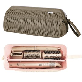 Dyson Airwrap Travel Case for Shark Hair Dryer Airstraight Flex Style Hair Attachment Tool Organizer Accessories Air Wrap Flat Curling Iron Carrying Case (Camel)