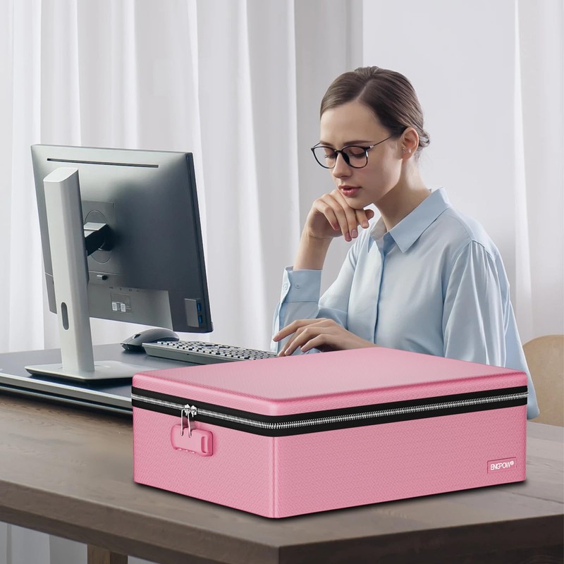 ENGPOW Fireproof Document Box, Hard Case File Box with Fireproof