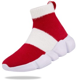 Santiro KidsToddler Shoes Boys Girls Slip On Shoes Lightweight Knit Athletic Shoes High Tops Sneakers Red 10 M US