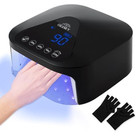 Okasiuv UV LED Nail Lamp with UV Gloves,Magnetic Metal Mirror Base Cordless Nail Dryer, Gel Polish Curing Light with 4 Timers,Touch Control Display,Auto Sensor for Professional Salon & Home