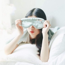 ROSEWARD 100% 19 Momme Pure Mulberry Silk Sleep Mask Blindfold Eye Mask with Handmade Classy Stylish Embroidery and Adjustable Strap, Plus Satin Travel Bag-Green