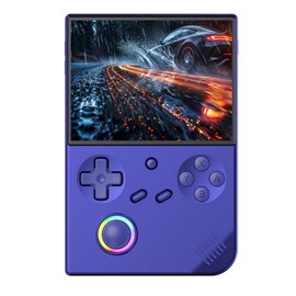 𝗥𝗚𝟰𝟬𝗫𝗫 𝗩 Handheld Game Console,4.0 Inch IPS Screen with 16 Colors RGB Colorful Light Control Joystick,Linux System Games Consoles,Built-in 64GB Card,Support TV Output Casual Game Console(Blue)