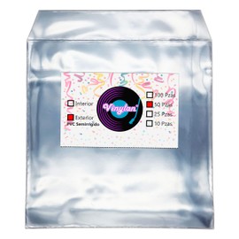 Vinylan 50 Piezas Fundas Exteriores para Discos de Vinilo LP Polyvinyl PVC Semirrígido Grosor 6 MIL Con Pestaña Resellable Sin Pegamento Protectores de Portadas Grandes de 12 Pulgadas 33 RPM