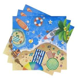 40Pcs Summer Beach Party Napkins Beach Theme Birthday Disposable Paper Napkins Luncheon Napkins Supplies Decorations Favors for Summer Party 6.5"
