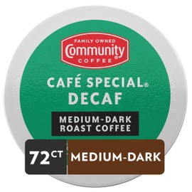 Community Coffee Café Special Decaf 72 Count Coffee Pods, Medium Dark Roast Decaf, Compatible with Keurig 2.0 K-Cup Brewers