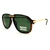 Unisex Retro Sunglasses Oversized Square Arched Aviators Tortoise (Green Lens)