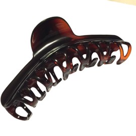 Parcelona French Curvy Large 5 Inch Long Celluloid Tortoise Shell Hair Claw Clamp for Thick or Long Hair