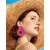 ATIMIGO Hot Pink Handmade Statement Raffia Earrings Cute Boho Rattan