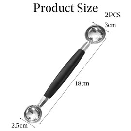 ApexPine 2 Pcs Double Head Stainless Steel Melon Baller Scoops