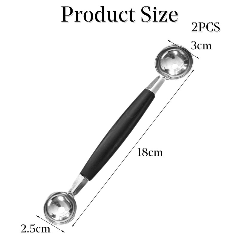 ApexPine 2 Pcs Double Head Stainless Steel Melon Baller Scoops