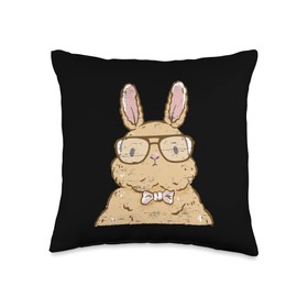 Eyeglasses Chocolate Egg Easters Easter Rabbit Wearing Eyeglasses Resurrection Day Egg Jesus Easter Throw Pillow, 16x16, Multicolor