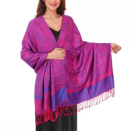 Lamca Women Pashmina Shawls and Wraps Scarf Soft Silky Reversible Paisley Scarves Shawl for Women UK