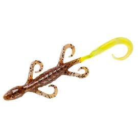 Yum Lures Lizard Ultimate Finesse Lizard Soft Plastic Swim-Bait Bass Fishing Lure with Curly Legs and Tail, Carolina Pumpkin/Chartreuse, 6''