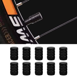 Honibaoto 10 PCS Car Tire Valve Stem Caps, Aluminum Tire Air Cap Set, Dust Proof & Corrosion Resistant Stem Covers, Car Accessories for SUV Bike Bicycle Truck Motorcycle (Black)