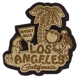 Printtoo Los Angeles Wood Engraved Wooden Fridge Magnet Souvenir Gift