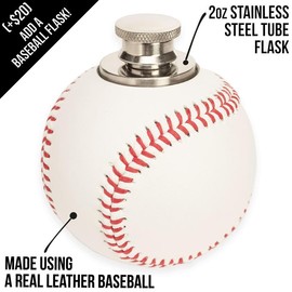 Baseball Bottle Opener made from a real leather Baseball - Options: Baseball Bottle Opener and Baseball Flask
