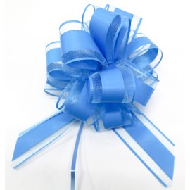 CaPiSo 18 cm Large Pull Bow Drawstring Poly Ribbon Decorative Bow Gift Bow for Gifts for Bags Sugar Bags Crafts Decorating Decoration (Ice Blue, Pack of 3)