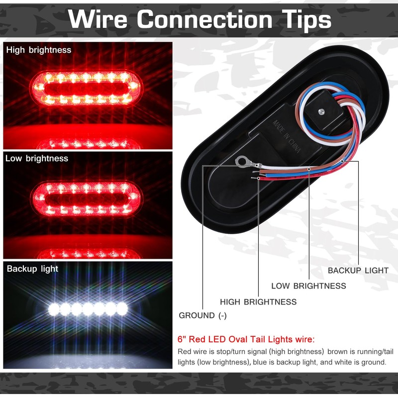 RONSTA 6 inch Oval Led Trailer Lights Kit with Mounting