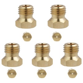 5pcs Gas Nozzles for Gas Grill, Butane Gas Nozzle Set, Universal Injector Nozzles Made of Durable Brass, 0.5/0.65/0.7/0.87/0.95mm, Gas Nozzle, Bottle for LPG Hobs and Natural Gas Hobs