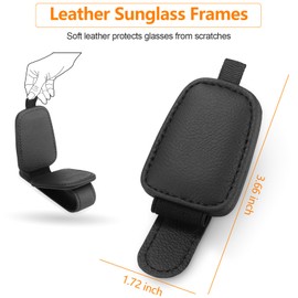 Tecfino Sunglasses Holders for Car Visor, 1 Pack Magnetic Leather Sunglass Clip for Car Visor, Car Glasses Holder and Ticket Card Clip, Eyeglass Holder for Car Visor Accessories (Black)