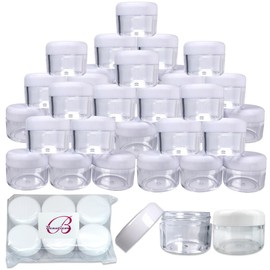 Beauticom® 36 Pieces High Quality 30 Gram 30 ML (1 Ounce) Round Clear Empty Refillable Jars with White Screw Cap Lid for Storing Travel Toner, Moisturizer, Lotion, Ointments, Salves- BPA Free
