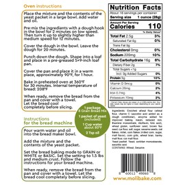 Molibake 8 Grain Bread Mix Pack of 4 - All-Natural Multigrain Baking Mix for Bread Machine and Oven - 15 oz - Multigrain Grain Mix for with Flax, Millet & Rye - Easy-to-Use Breads Maker Mix for Homemade Baking