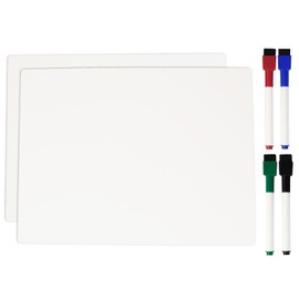 Inkdotpot Double Sided Plain White Dry Erase Drawing Lapboard for Kids Students, 9 x 12 Inches W/ 4 Markers for Home/School (1 Piece/Set)