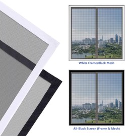 DIY Window Screen Hook and Loop Adhesive Edging Tape and Mesh Window Screens Replacement (Black)