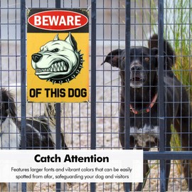 poeland Beware of This Dog Signs, Dog Warning Signs 11.8" x 7.8" for Indoor or Outdoor, Fence, Yards, Gates, Window